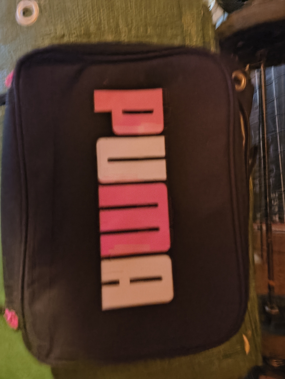 Puma Black Crossbody Bag with Pink Logo Panels